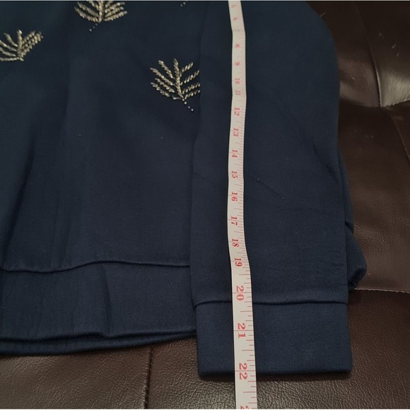 H&M Navy Blue Beaded Longsleeves Crewneck Sweatshirt Women's Size S - Picture 16 of 16